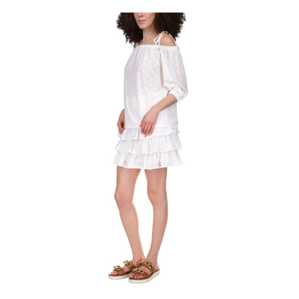 MICHAEL MICHAEL KORS Womens White Self Tie Straps 3/4 Sleeve Top Petites P\L